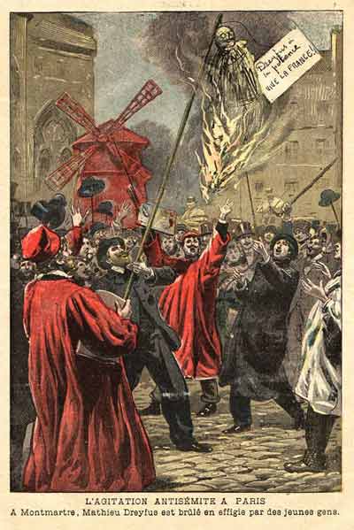 Antisemiittista agitaatiota Ranskassa Dreyfusin tapauksen aikaan.
