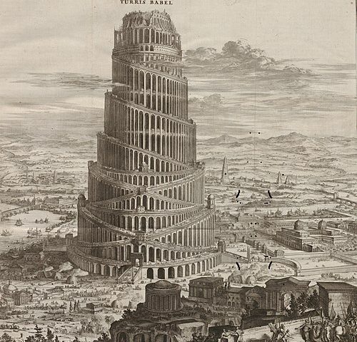 Turris_Babel_by_Athanasius_Kircher